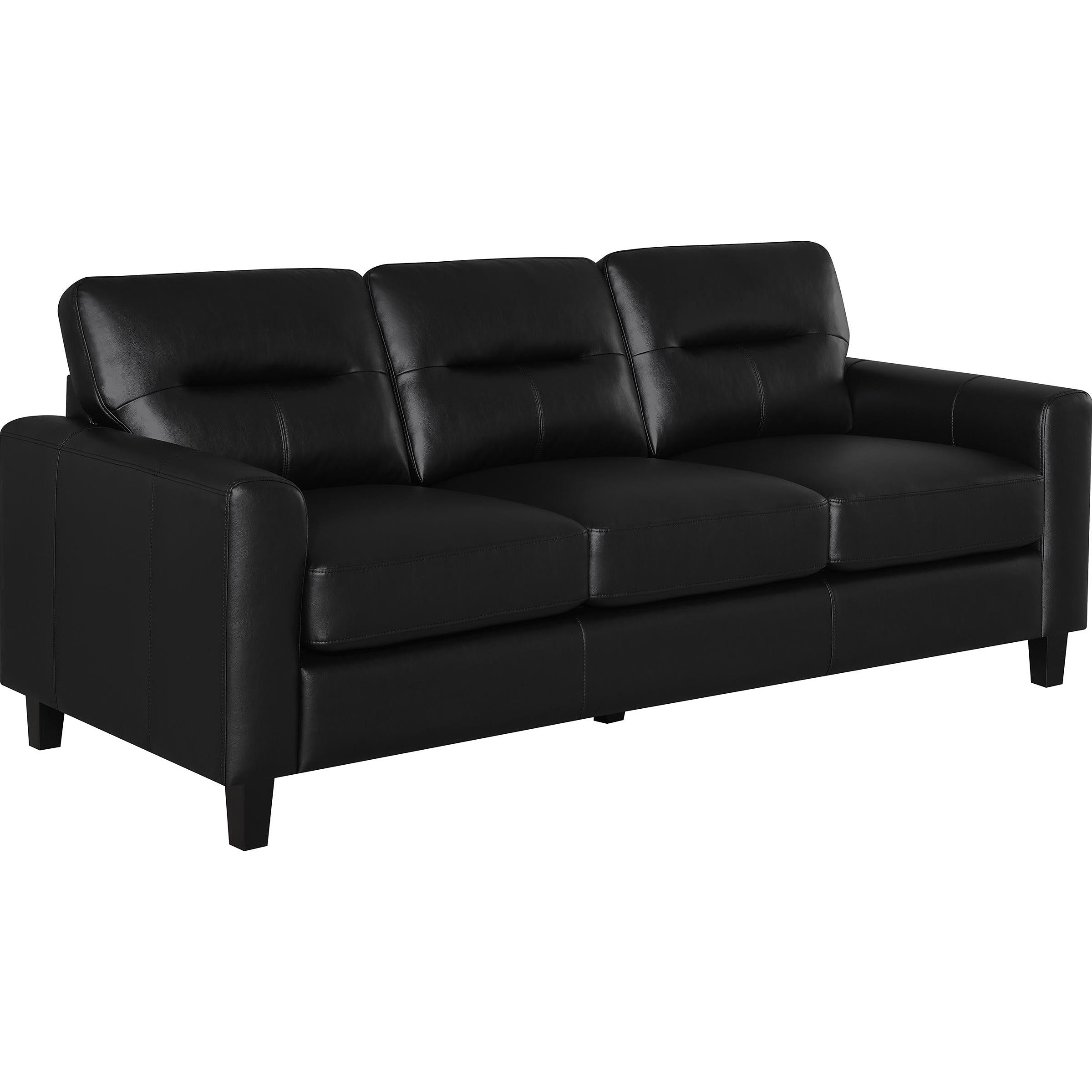 Coaster Furniture Scotland 504664 Faux Leather Upholstered Track Arm Sofa - Black IMAGE 1